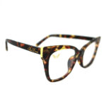 Shari Dionne leopard color Study Eyewear with blue light blocking lenses side view