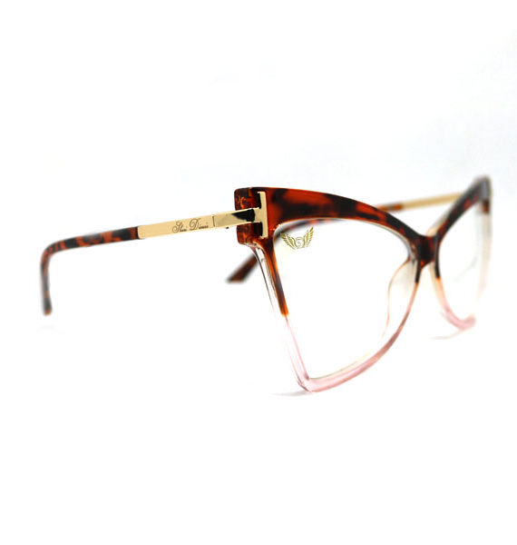 side view of brow women's blue light cateye glasses by Shari Dionne