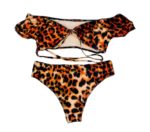 wild thing 2 piece swimsuit bikini leopard print